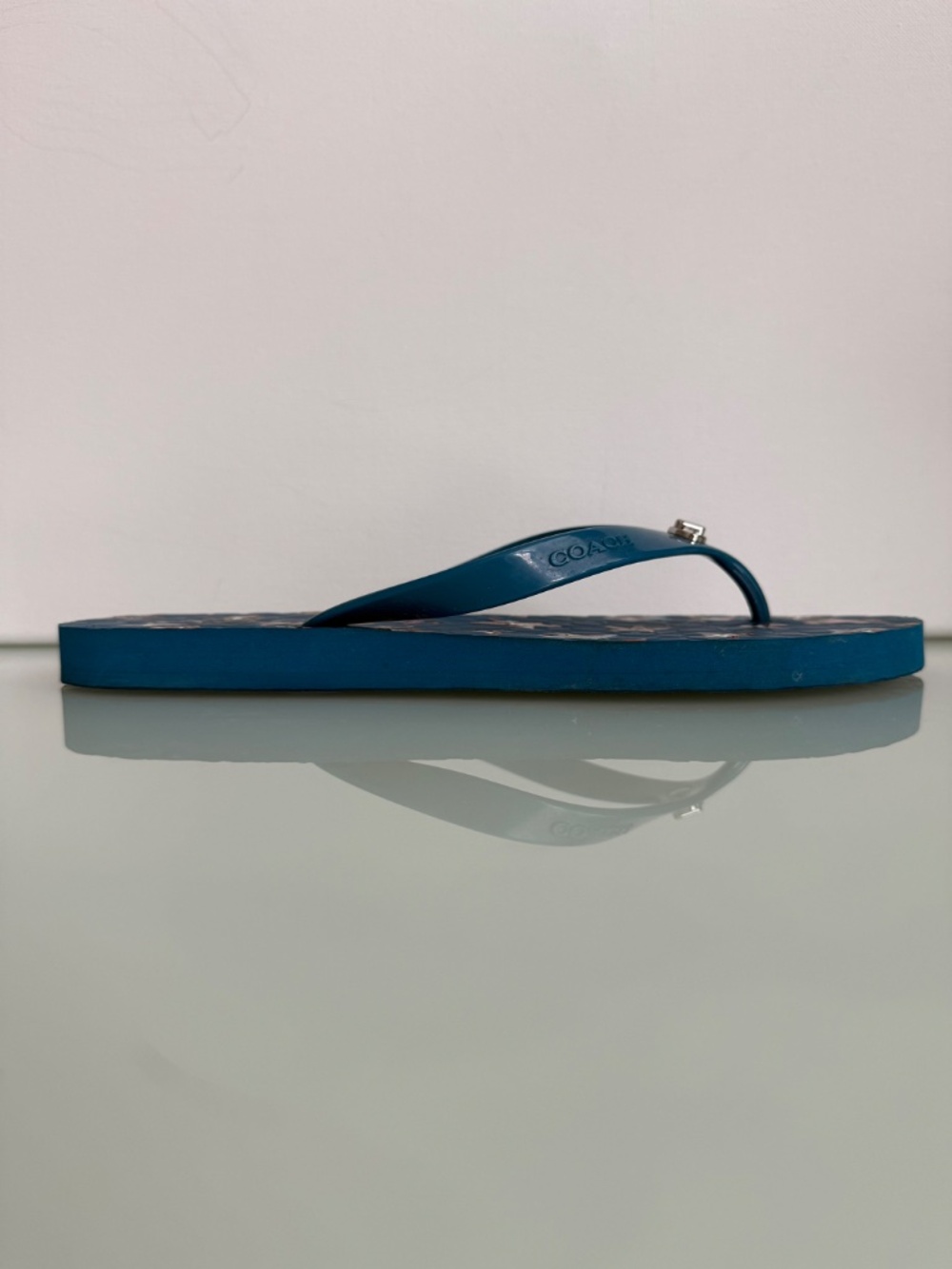 Coach Abbigail Flip Flop Sandals Teal Blue Star Detail Size 7/8 - Picture 8 of 14